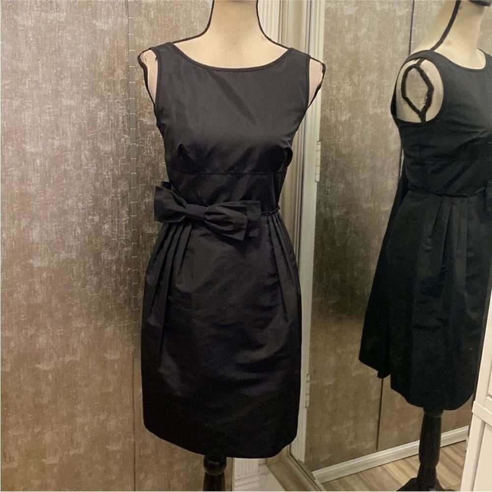 Per Se Black Mini Dress with Bow Detail, US0